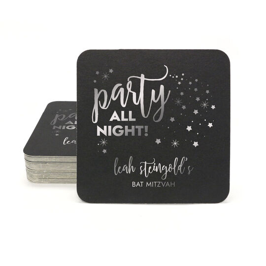 Party All Night Square Coasters